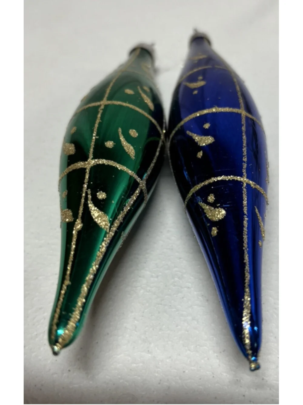 Vintage Set Of 2 Vintage Mercury Glass Teardrop Christmas Ornaments